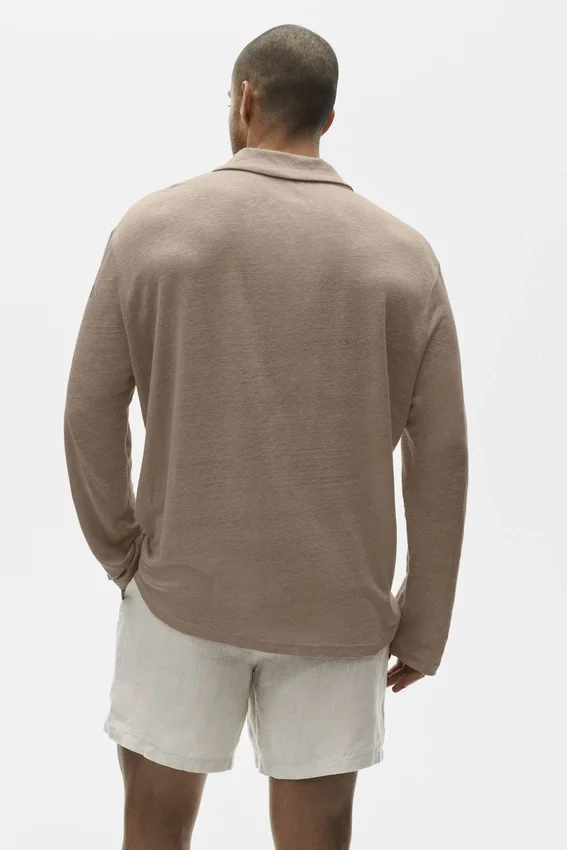 Linnen jersey Coastal truie met lange mouwen - Gravel