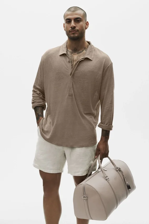 Linnen jersey Coastal truie met lange mouwen - Gravel