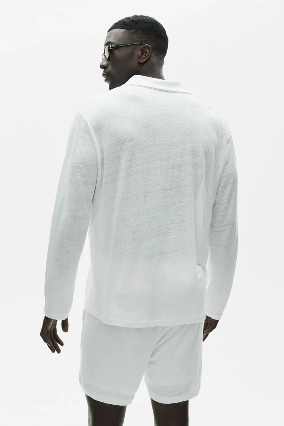 Linnen jersey Coastal truie met lange mouwen - White