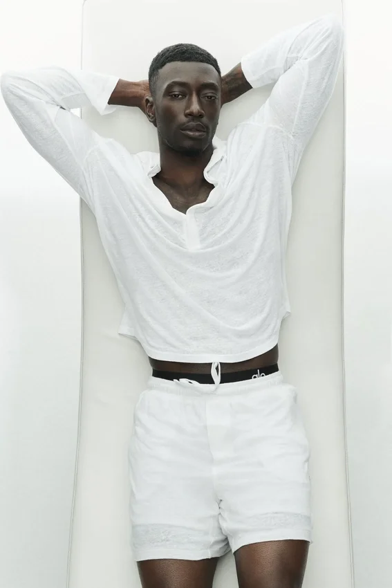 Linnen jersey Coastal truie met lange mouwen - White
