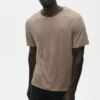 Linnen jersey T-shirt met korte mouwen in kuststijl - Gravel