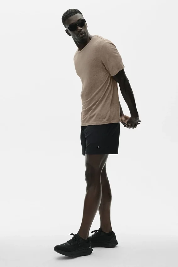Linnen jersey T-shirt met korte mouwen in kuststijl - Gravel
