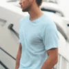 Linnen jersey T-shirt met korte mouwen in kuststijl - Seaside Blue