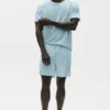 Linnen jersey T-shirt met korte mouwen in kuststijl - Seaside Blue
