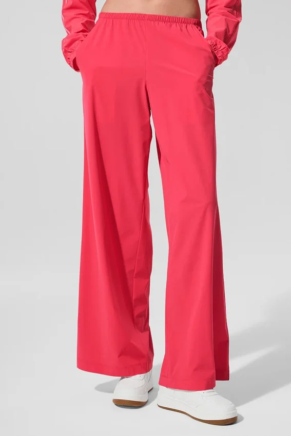 Luchtige broek met wijde pijpen (lang) - Candy Red