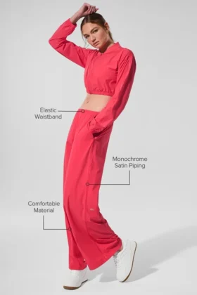 Luchtige broek met wijde pijpen (lang) – Candy Red