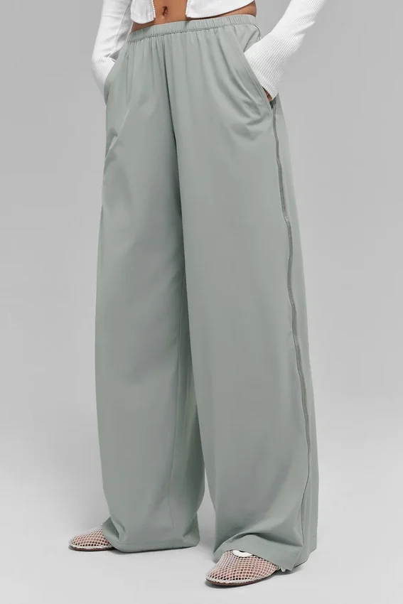 Luchtige broek met wijde pijpen (lang) - Lunar Grey