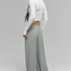 Luchtige broek met wijde pijpen (lang) - Lunar Grey