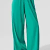 Luchtige broek met wijde pijpen (lang) - Spruce Green