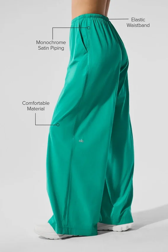 Luchtige broek met wijde pijpen (lang) - Spruce Green