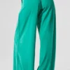 Luchtige broek met wijde pijpen (lang) - Spruce Green