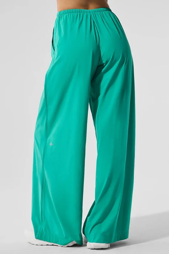 Luchtige broek met wijde pijpen (lang) - Spruce Green