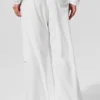 Luchtige broek met wijde pijpen (lang) - White