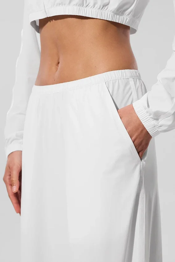 Luchtige broek met wijde pijpen (lang) - White