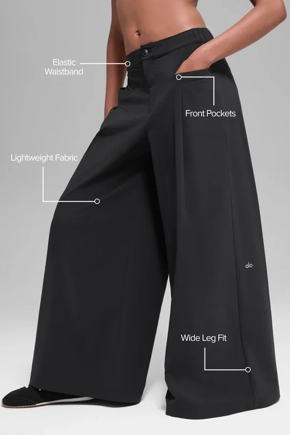 Main Act broek met wijde pijpen - Zwart