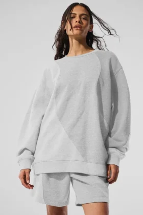 Make Waves-trui met ronde hals - Athletic Heather Grey Tonal