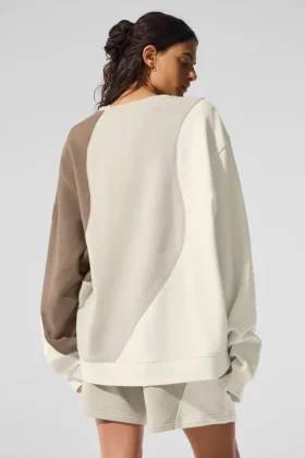 Make Waves trui met ronde hals – ivoor/beige/grijs