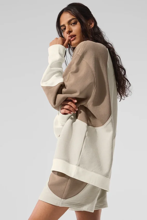 Make Waves trui met ronde hals - ivoor/beige/grijs