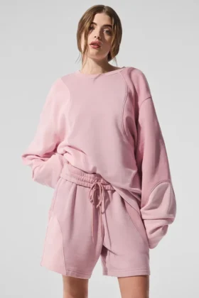 Make Waves trui met ronde hals - Sunset Pink Tonal