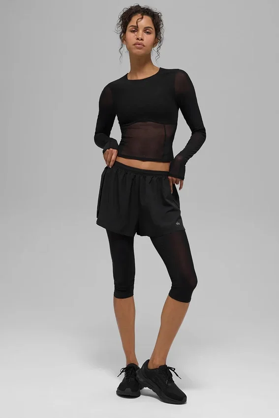 Mesh Front Runner 2-in-1-korte broek – Zwart