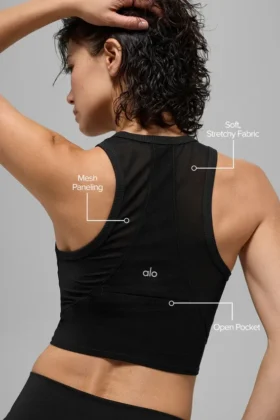 Mesh Front Runner-tanktop – Zwart