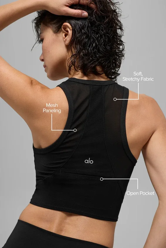 Mesh Front Runner-tanktop - Zwart