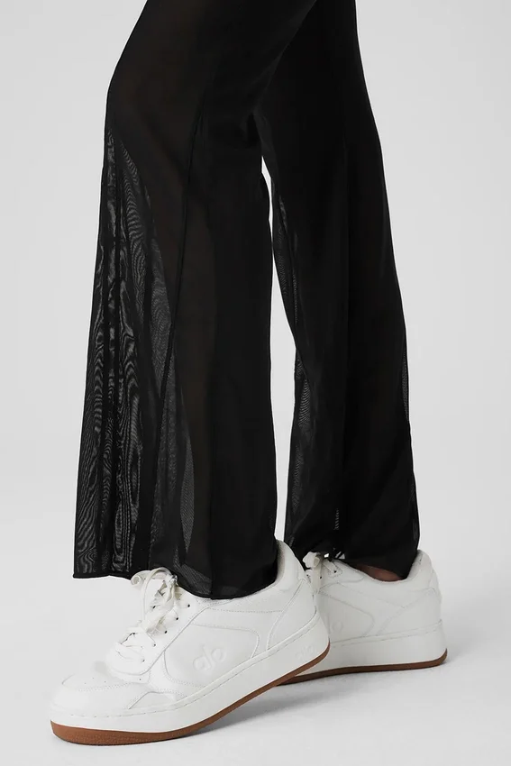 Mesh High-Waist Flicker-broek - Zwart