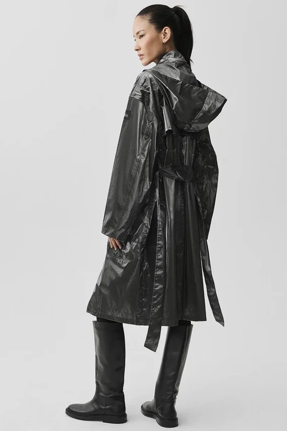 Metallic Break Line-trenchcoat – Zilver metallic