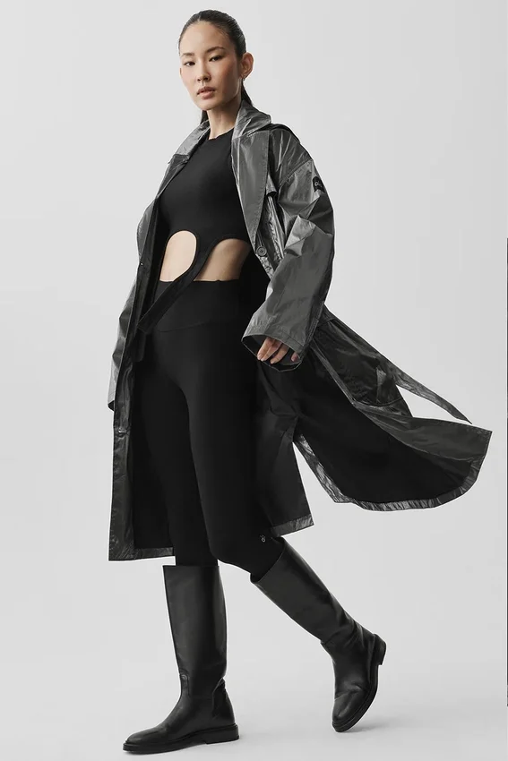 Metallic Break Line-trenchcoat – Zilver metallic