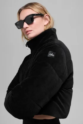 Micro-corduroy Dreamy Puffer - Zwart
