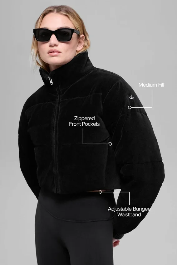 Micro-corduroy Dreamy Puffer - Zwart