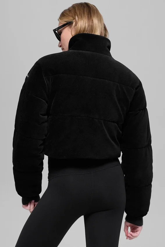 Micro-corduroy Dreamy Puffer - Zwart