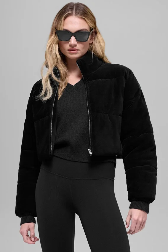 Micro-corduroy Dreamy Puffer - Zwart