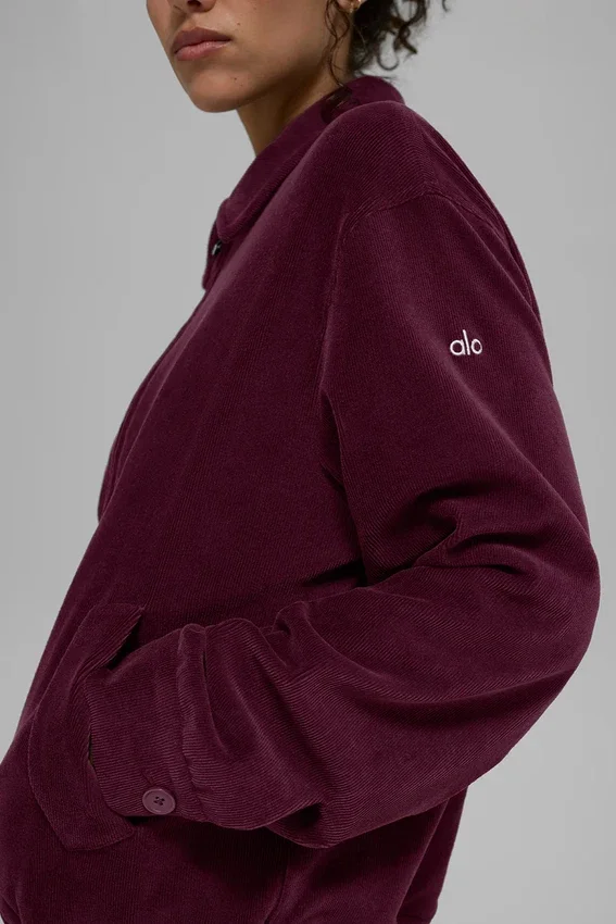 Micro-corduroy ‘On Duty’-jas – Bordeauxrood