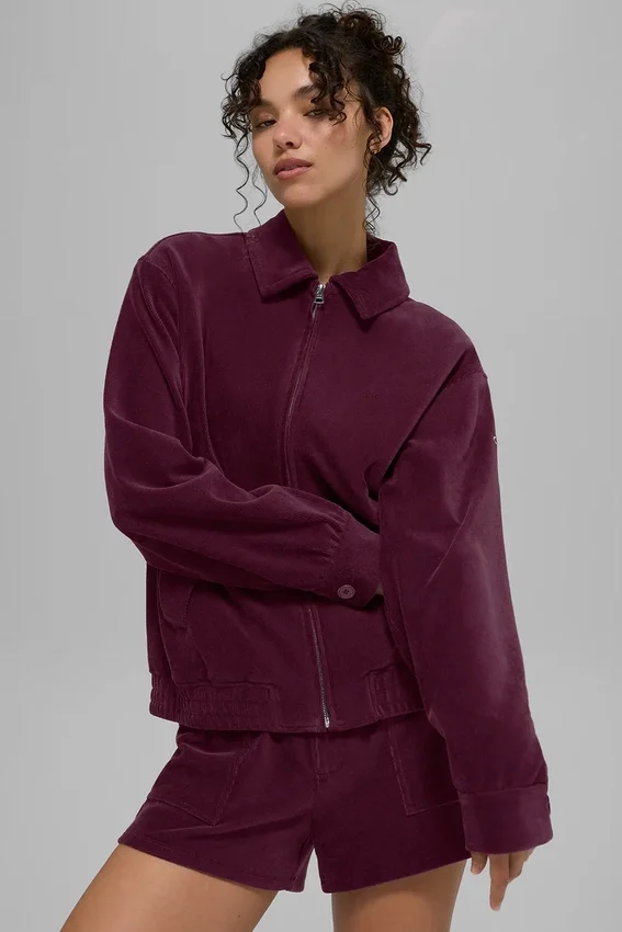 Micro-corduroy ‘On Duty’-jas – Bordeauxrood
