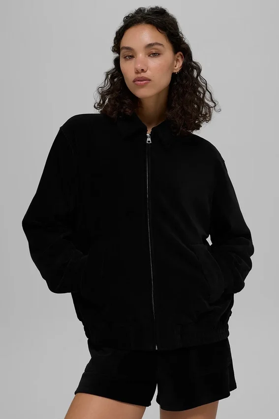 Micro-corduroy ‘On Duty’-jas – Zwart