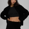 Micro-corduroy ‘On Duty’-korte broek – Zwart