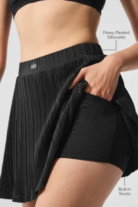 Micro-plissé tennisrokje – Zwart