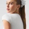 Micro Plisse Oversize Scrunchie - Wit