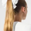 Micro Plisse Oversize Scrunchie - Wit