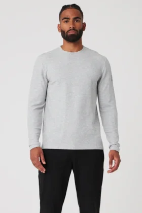 Micro Waffle Fast Break T-shirt met lange mouwen - Athletic Heather Grey