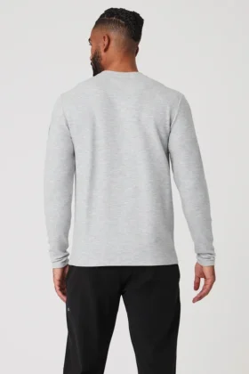 Micro Waffle Fast Break T-shirt met lange mouwen – Athletic Heather Grey