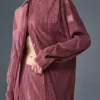 Microplissé-shirtjurk - Bordeauxrood Truffel