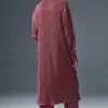 Microplissé-shirtjurk - Bordeauxrood Truffel