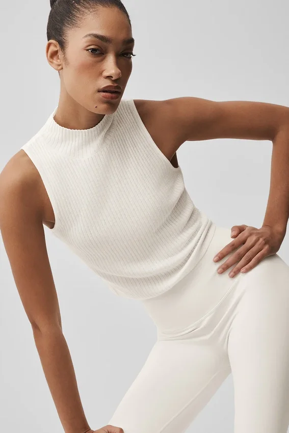 Mouwloze top van Sweater Knit Unwind - Ivoor