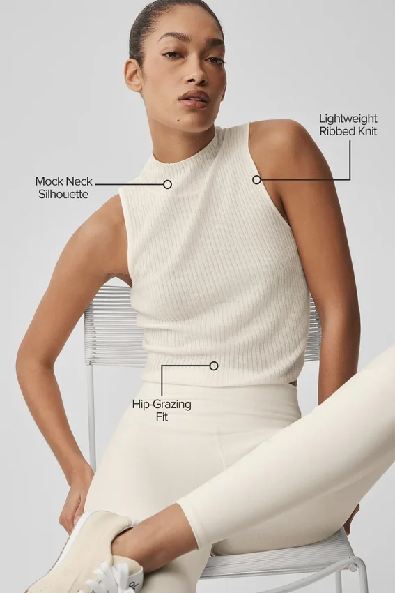 Mouwloze top van Sweater Knit Unwind - Ivoor