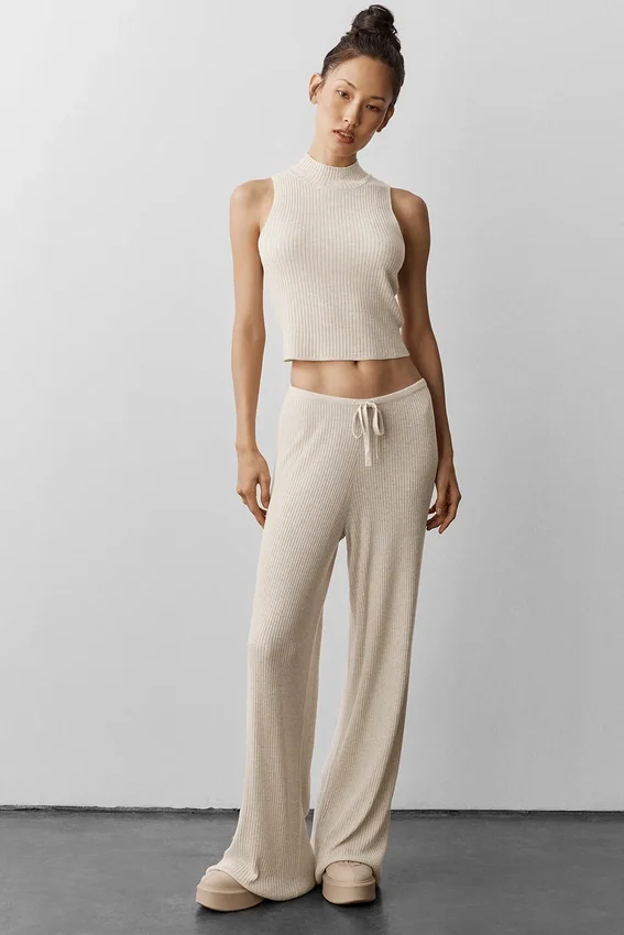 Mouwloze top van Sweater Knit Unwind - Oatmeal Heather