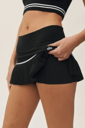My Serve-tennisrok High-Waist van katoen en kasjmier – Zwart/Wit