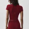 Naadloos geribbeld modal T-shirt met korte mouwen – Summer Romance Red