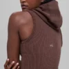 Naadloos tweekleurig geribbeld gilet met capuchon - Brownstone Heather